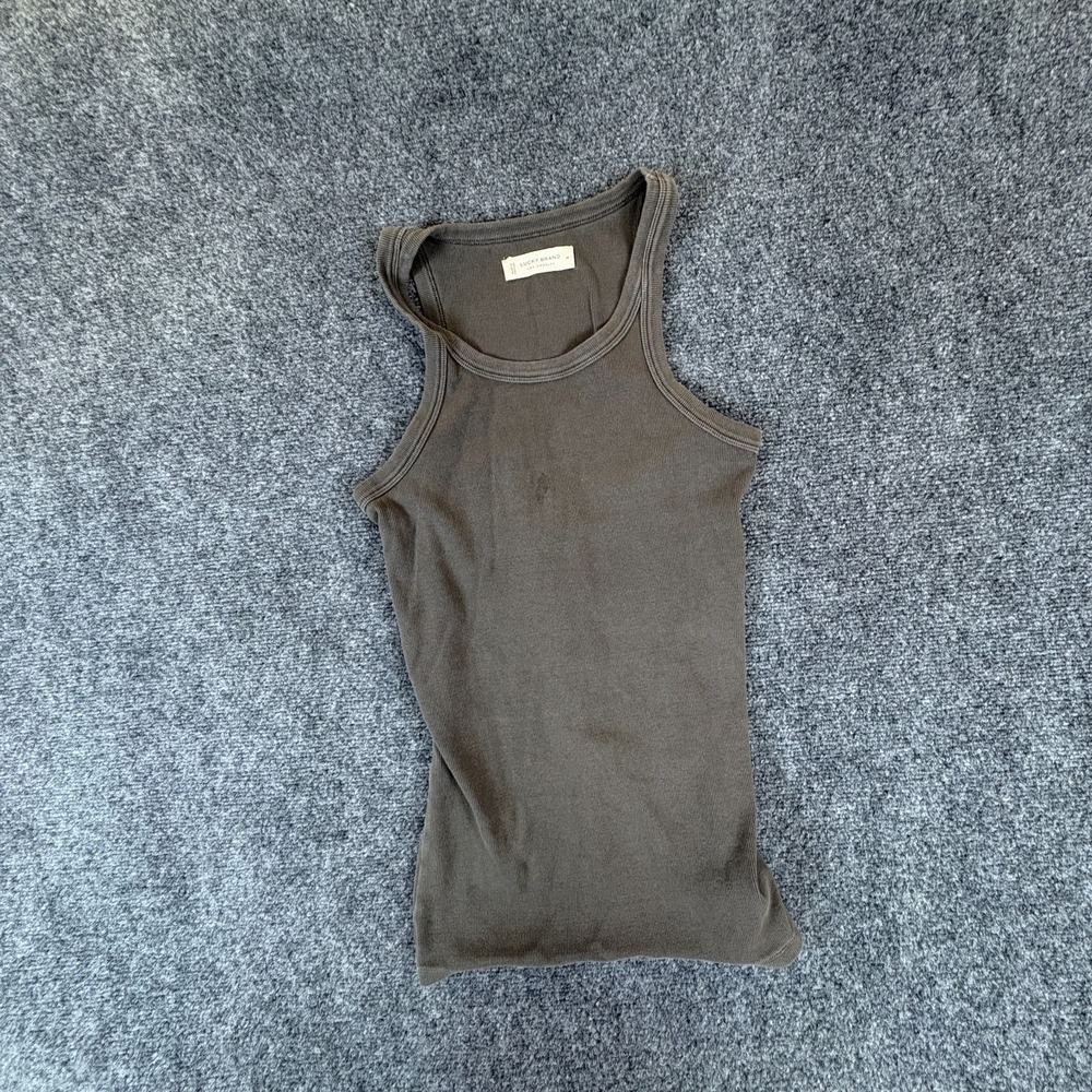 Lucky Brand Tank Top Womens Medium Brown Ribbed Cotton Stretch READ
